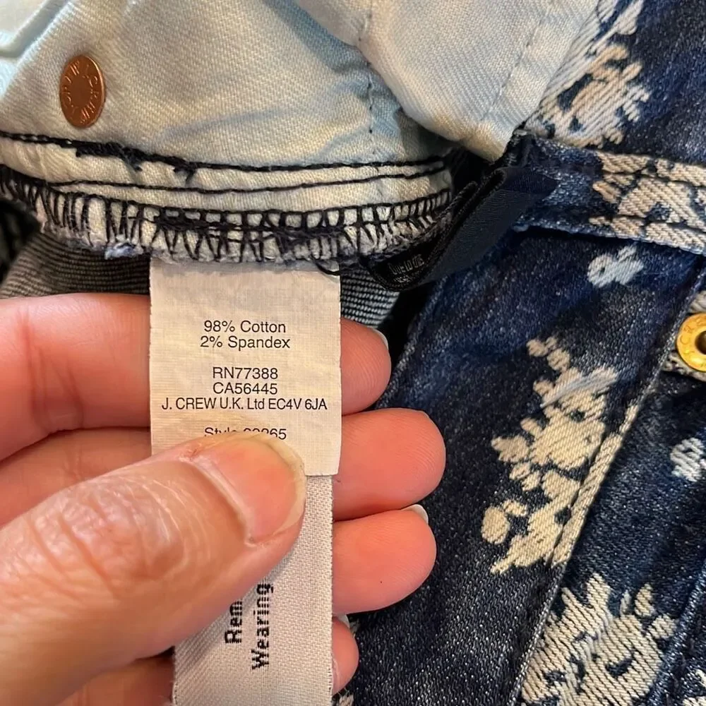 J.Crew Floral Print Cropped Matchstick Jeans Size 27‎